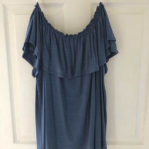 Off the shoulder blue top